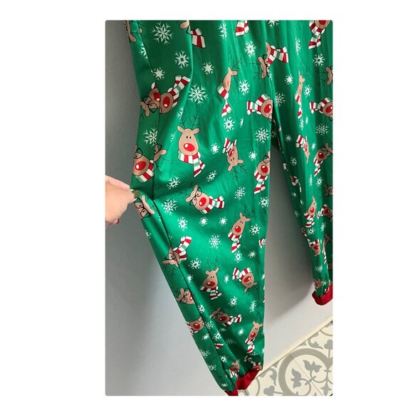 Matching Family Pajamas Reindeer Antler Zipper Onesie GREEN SZ M / DAD NWT - Picture 7 of 12